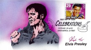 RARE Pugh Designed/Painted Celebrate Elvis Presley FDC...14 of ONLY 15 created!