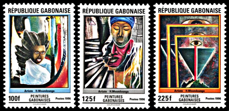 Gabon 834-836, MNH, Contemporary Gabonese Artwork