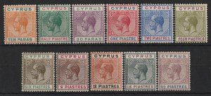 CYPRUS 1912 KGV set 10pa-45Pi, wmk mult crown.