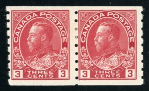 Canada Scott 130 horizontal coil pair Mint (regum??)  Die I Lot  QC019 bhmstamps