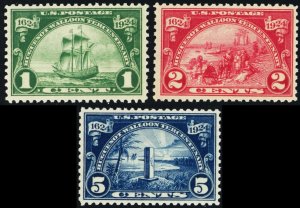 614-16, Mint NH 1-5¢ Set of Three - VERY FRESH - CV $36.50