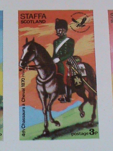 STAFFA SCOTLAND STAMP: SOLDIERS  ON HORSES IMPERF- MNH - MINI SHEET