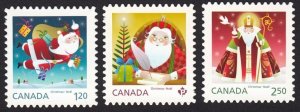 CHRISTMAS = SANTA CLAUS DIE CUT SET of 3 = Canada 2014 #2798i-2800i MNH