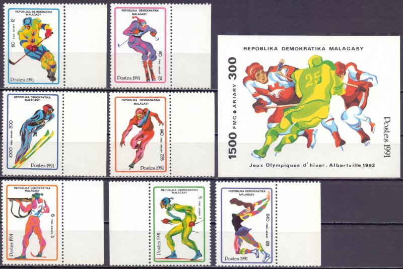 Madagascar. 1991. 1338-44, bl174. Winter sports. MNH.