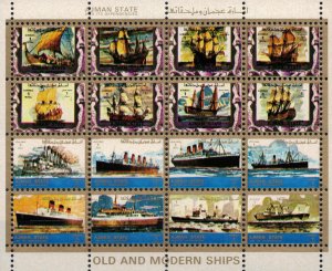 AJMAN 1973 - Old and modern ships /minisheet MNH (small format)