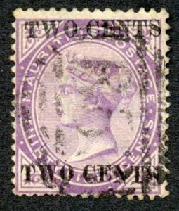 Mauritius SG121b 2c on 38 Bright Purple Surch Doubled Cat 275 Pounds 