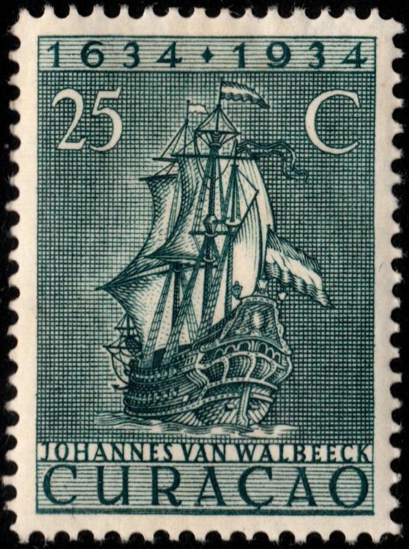 ✔️ CURACAO 1934 - DUTCH AUTHORITY SAILING SHIP - NVPH 115 * MH [012.3B28]