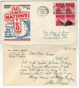 WW2 Patriotic 1943 UNITED NATIONS HOPE OF HUMANITY 907 Use Mrs. Robert Limoges