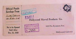 US  COVER RECTANGULAR  CANCEL REGISTERED MCGEHEE ARKANSAS 1930 