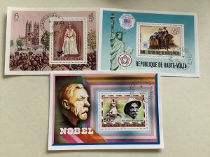 Upper Volta Nobel Prize & Queen 3 cancelled  stamp sheets R48931 