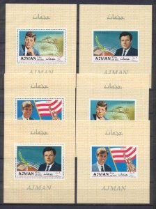 Ajman Mi.bl.122-24A B  6 MNH s/s Kennedy