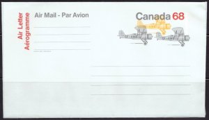 F1887   CANADA   Aerogramme      Flight of Tiger Moth Airplanes