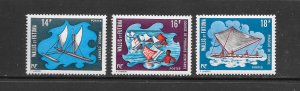 WALLIS & FUTUNA #179-81 OUTRIGGER CANOES MNH