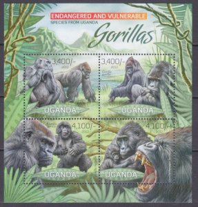 2012 Uganda 2990-2993KL Fauna - Monkeys 13,00 €