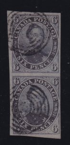 Canada Sc #2 (1851) 6d slate violet Consort Pair VF Used ex Dale-Lichtenstein