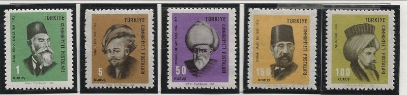 TURKEY Sc 1744-48 NH issue of 1967 - FAMOUS PEOPLE