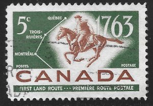 Canada #413 5c Postrider & First Land Mail Routes