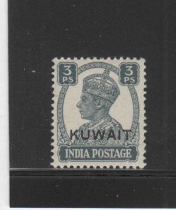 KUWAIT #59  1945  3p   KING GEORGE VI OVERPRINT  MINT  VF NH  O.G  aa