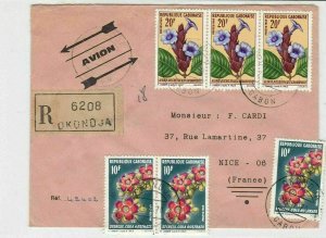 republique gabonaise 1970 flowers airmail stamps cover ref 20186