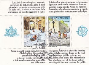 SA23b San Marino 1989 Children Games - Europa CEPT used minisheet