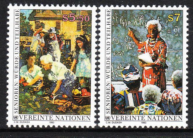 141-42 United Nations Vienna 1993 Aging with Dignity MNH