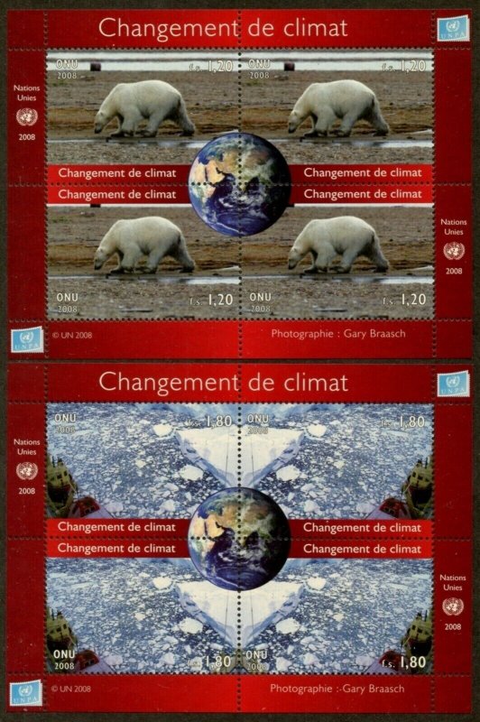 UNITED NATIONS Sc#NY 968-969 GE 492-493 VI 434-435 2008 Climate Change Cpl MNH