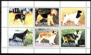 Abkhazia 1999 Dogs perf sheetlet containing set of 6 valu...