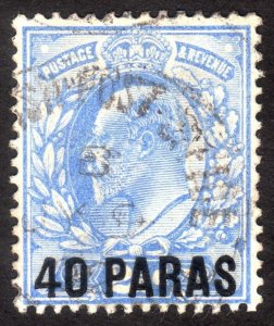 1902, Turkey British Post Offices 40p, Used, Sc 8