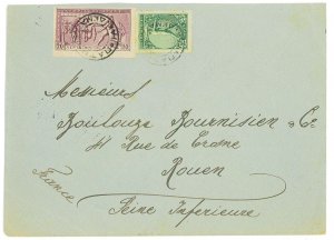 P3406 - GREECE. 1907, FROM PATRAS (MUTE CANCEL) TO ROUEN-