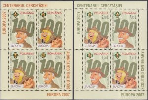 ROMANIA Sc# 4942a-b CPL MNH SET of 2 SOUVENIR SHEETS of 4 EACH EUROPA - SCOUTING