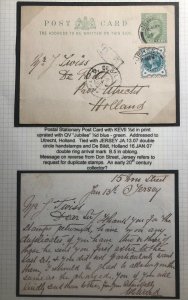 1907 Jersey Channel Island Postal Stationery Postcard Cover To Utrecht Holland