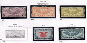 US #C16 // C24 VF mint never hinged, lovely set of airmails, VERY FRESH!