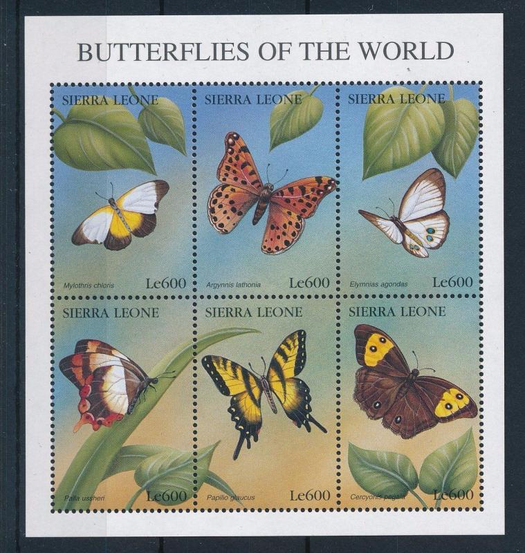 [28551] Sierra Leone 1997 Butterflies Schmetterlingen Papillons  MNH Sheet