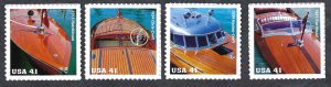 United States #4160-63 41¢ Vintage Mahogany Speedboats (2007). 4 singles. MNH