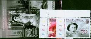 South Georgia 2020 QEII Platinium Jubilee Set of 3 V.F MNH