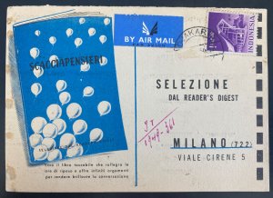 1954 Djakarta Indonesia Postcard Cover To Milano Italy Scacciapensieri books