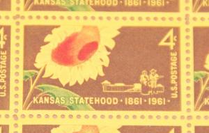 1961 sheet, Kansas Statehood, Sc# 1183