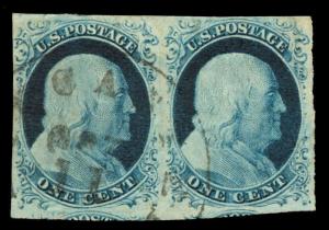 momen: US Stamps #9 Used Pair XF-SUP