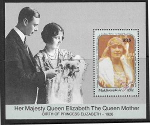 MALDIVE ISLANDS SGMS1399 1990 90th BIRTHDAY OF QUEEN MOTHER  MNH