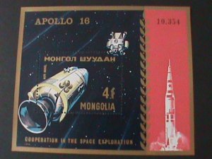 ​MONGOLIA-1972-SC#C14 - APOLLO 16 MOON MISSION-MNH S/S-VF-LAST ONE