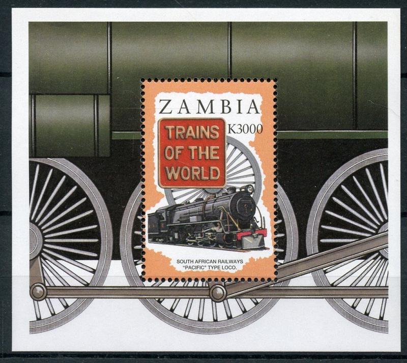 Zambia 1997 MNH Trains of World South African Railways 1v S/S II Rail Stamps