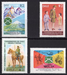 Chile 1977 Sc#501/504 Motorcycle/Helicopter/Automobile/Chilean Police  Set 4 MNH