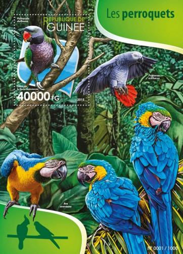 GUINEA 2015 SHEET PARROTS BIRDS