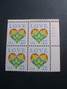 ​UNITED STATES-1987 SC#2248 LOVE STAMPS -MNH PLATE BLOCK OF 4 VERY FINE