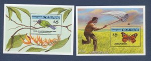 DOMINICA - Scott 1655-1656  - FVF MNH S/S - bird, hummingbird, butterfly, flower