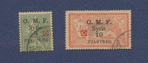 SYRIA - Scott 77 & 78 - VF used   - red overprint - SIGNED - 1920  (23)