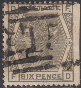 Great Britain 1873-80 used Sc 62 6p Victoria Plate 16 Position FD