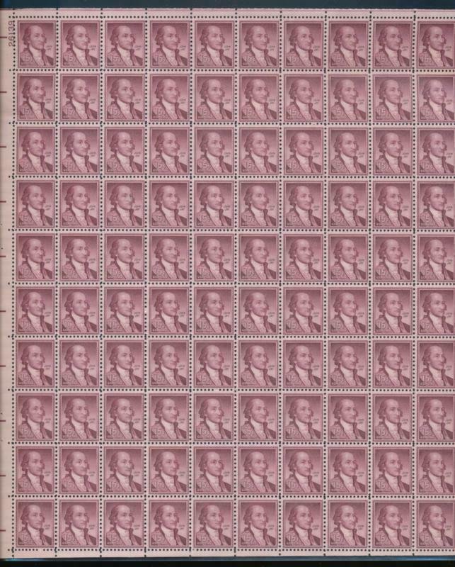 UNITED STATES (US) 1046 15c JOHN JAY MINT NH SHEET OF 100 