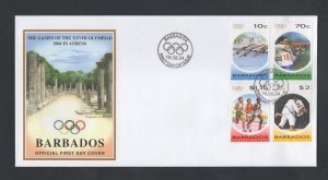 Barbados #1063-66  (2004 Olympics set) on unaddressed PO cachet FDC