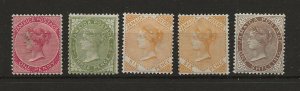 Jamaica 1883-97 watermark crown CA sg.18a, 21a, 23, 23a, 24 MH 